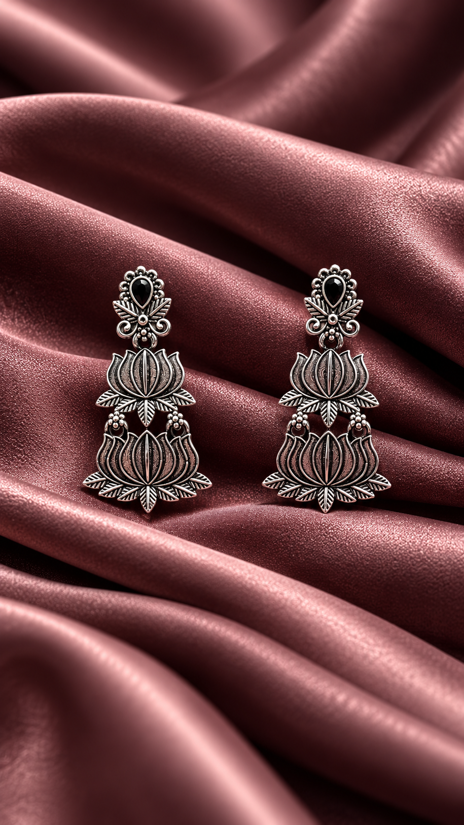 Nalini Oxidised Silver Earring