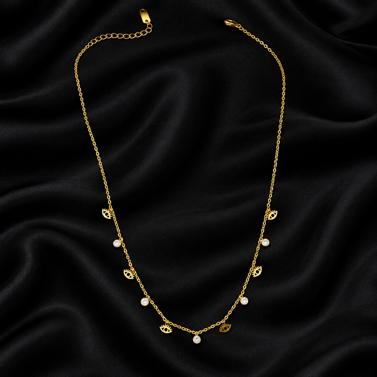 Nazariya-Gold Tone Eye Charm Chain