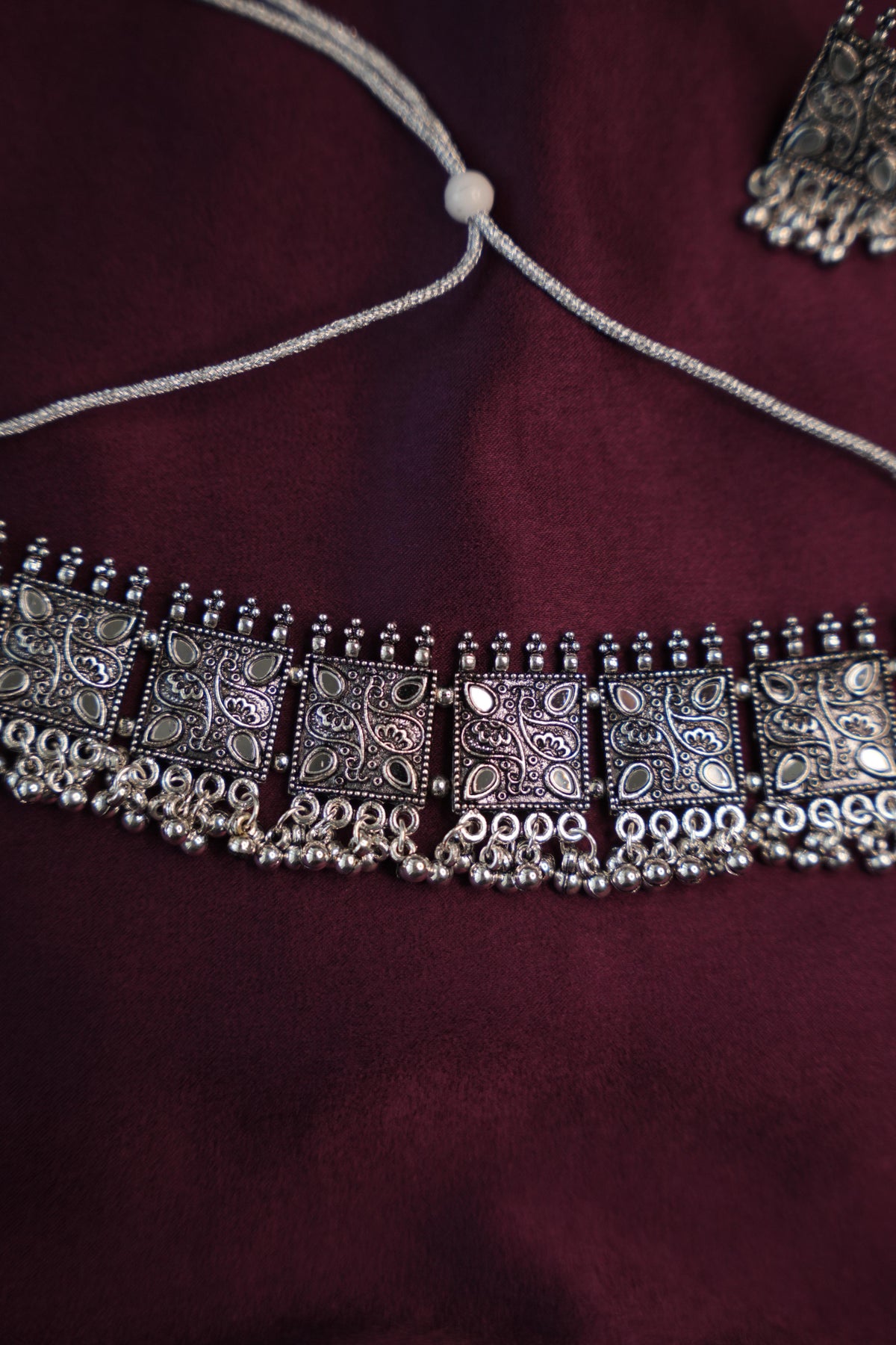 ALANKARA OXIDISED SILVER PANEL CHOKER SET