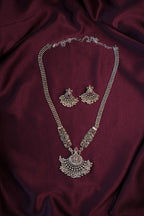 INDULEKHA-OXIDISED SILVER MULTI STRAND CRESCENT PENDANT