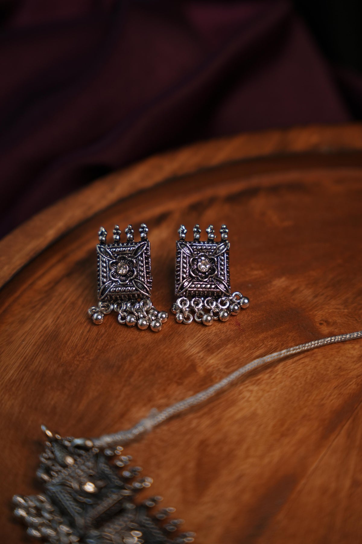 PUSHPIKA OXIDISED SILVER SQUARE PANEL CHOKER SET