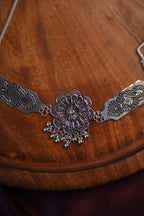 PADMIKA SILVER FLORAL MEDALLION CHOKER