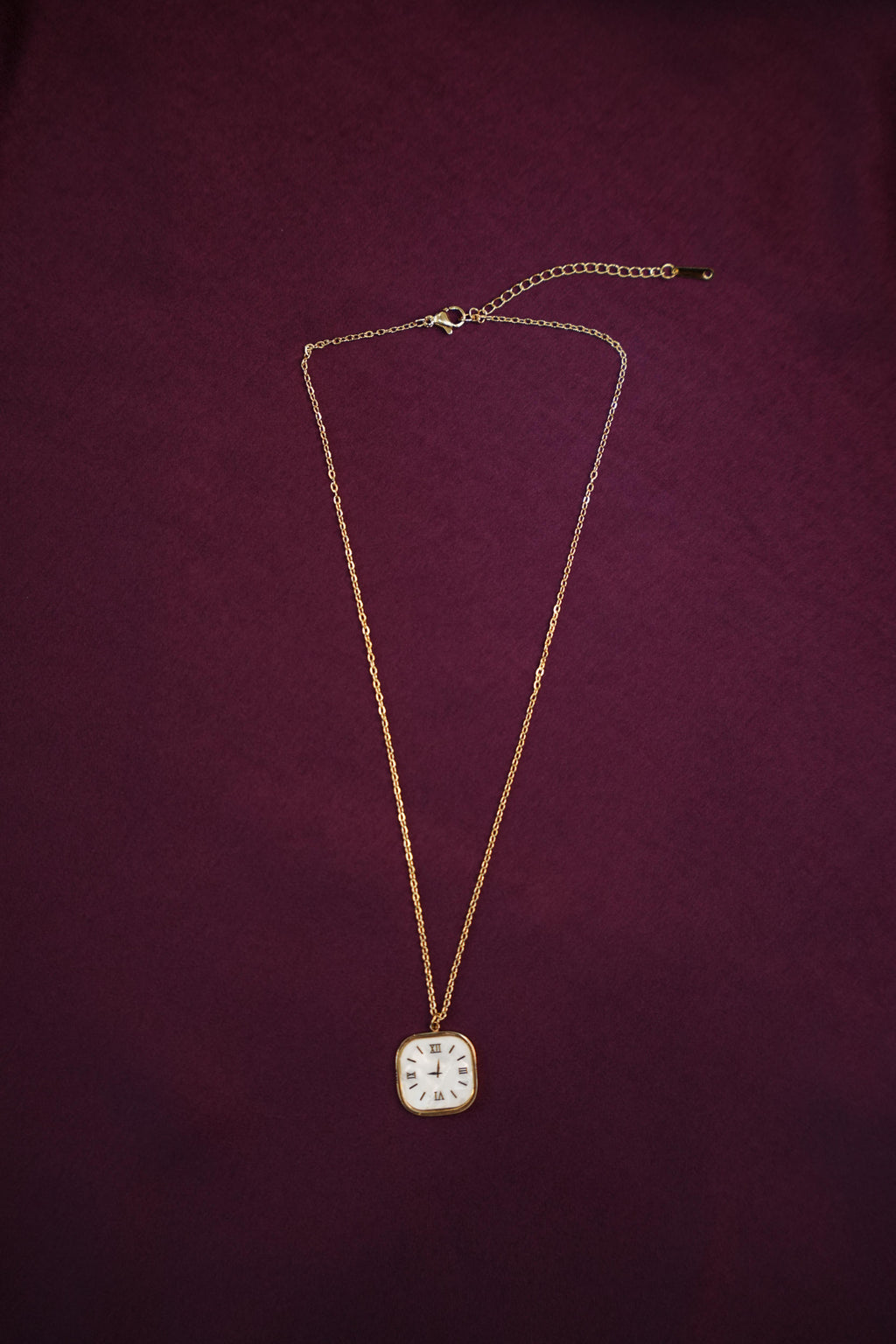 Samaya-Gold Tone Clock Pendant Chain